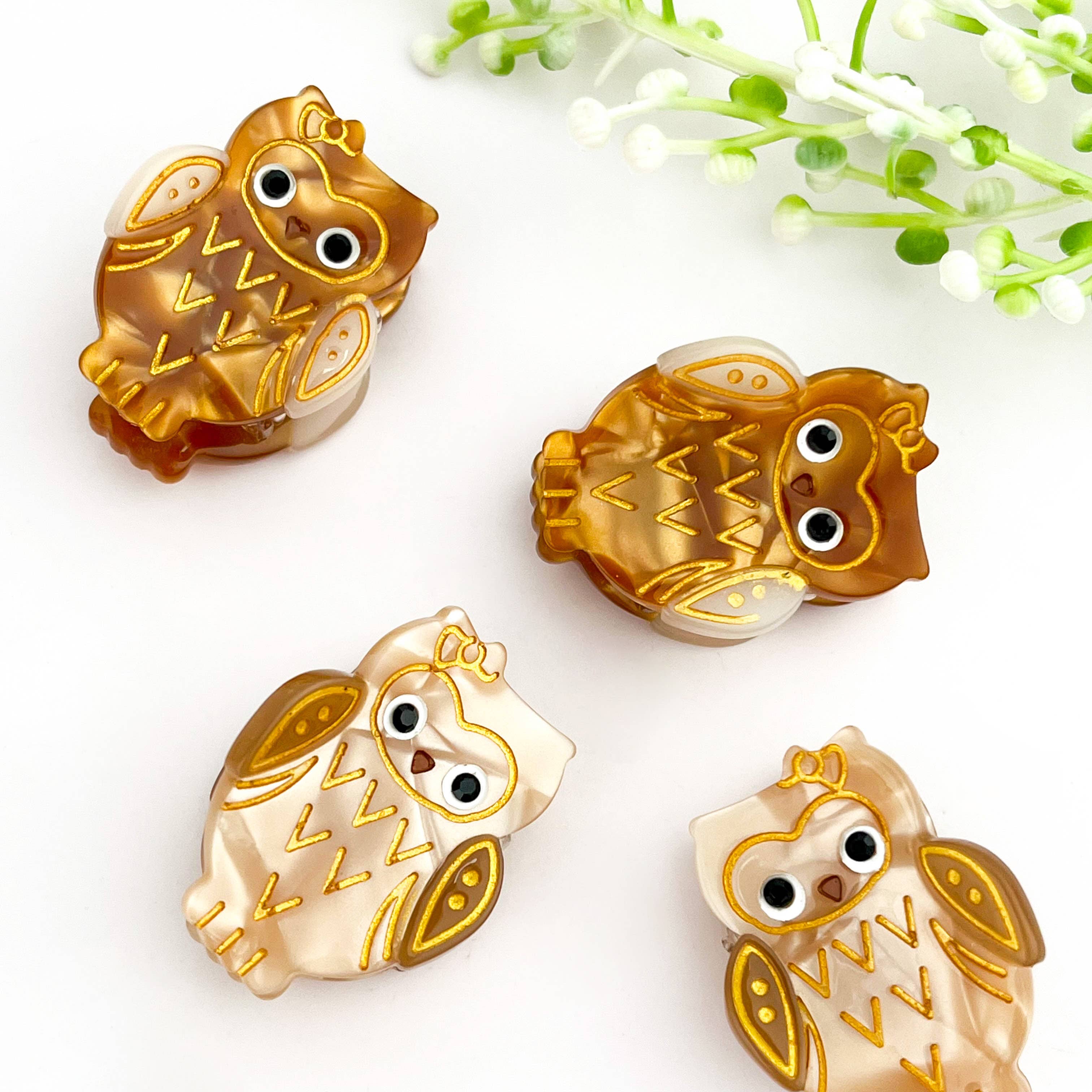 Pink Mini Owl Hair Claw