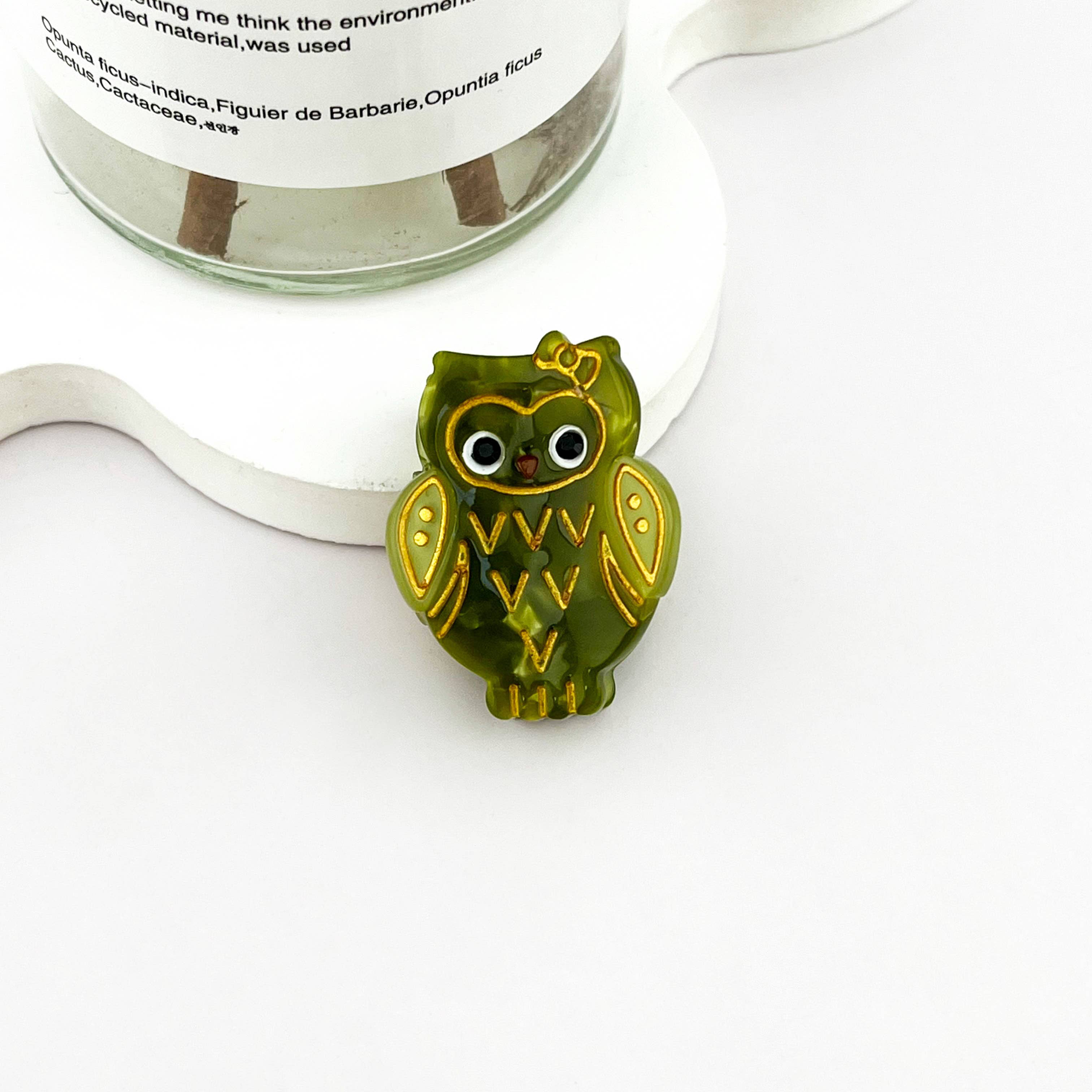 Light Grey Mini Owl Hair Clip
