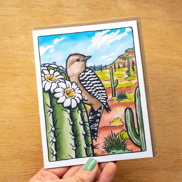 Gila Woodpecker Greeting Card 100% Recycled Paper: Packaging free