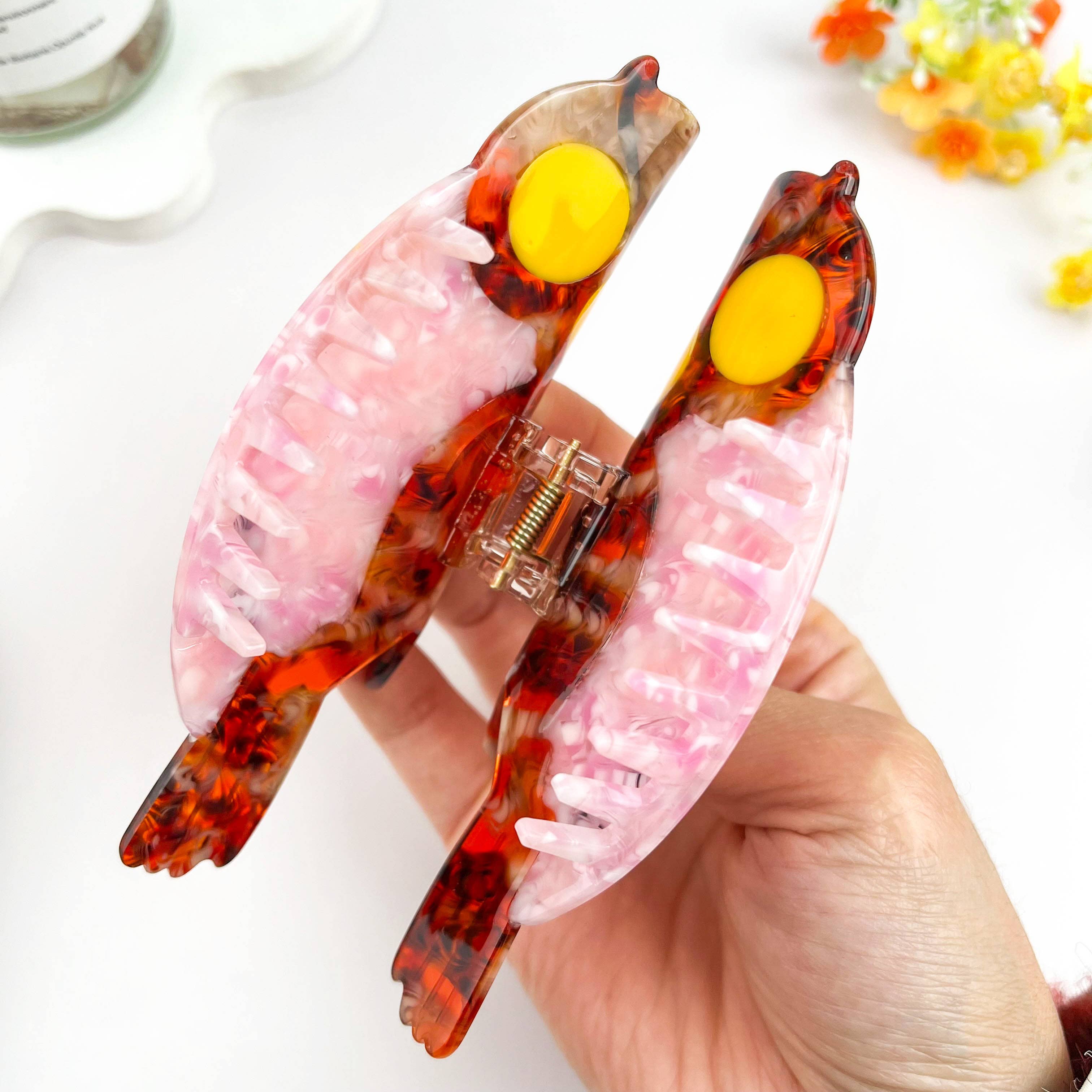 Owl Patchwork Acetate Hair Claw Clip