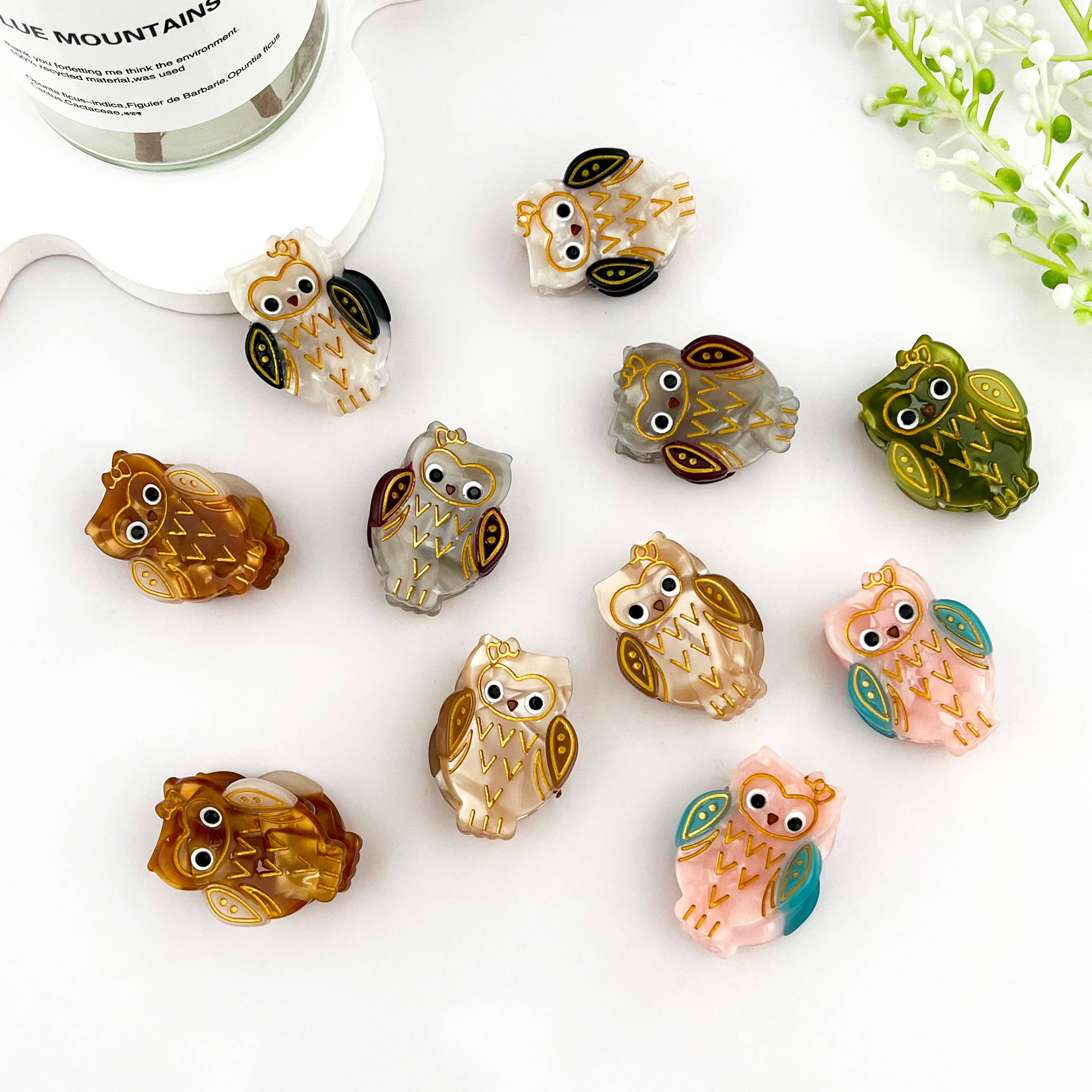 Light Grey Mini Owl Hair Clip