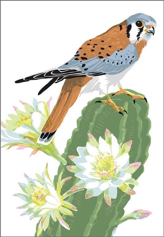 Kestrel Bird & Cactus Magnet