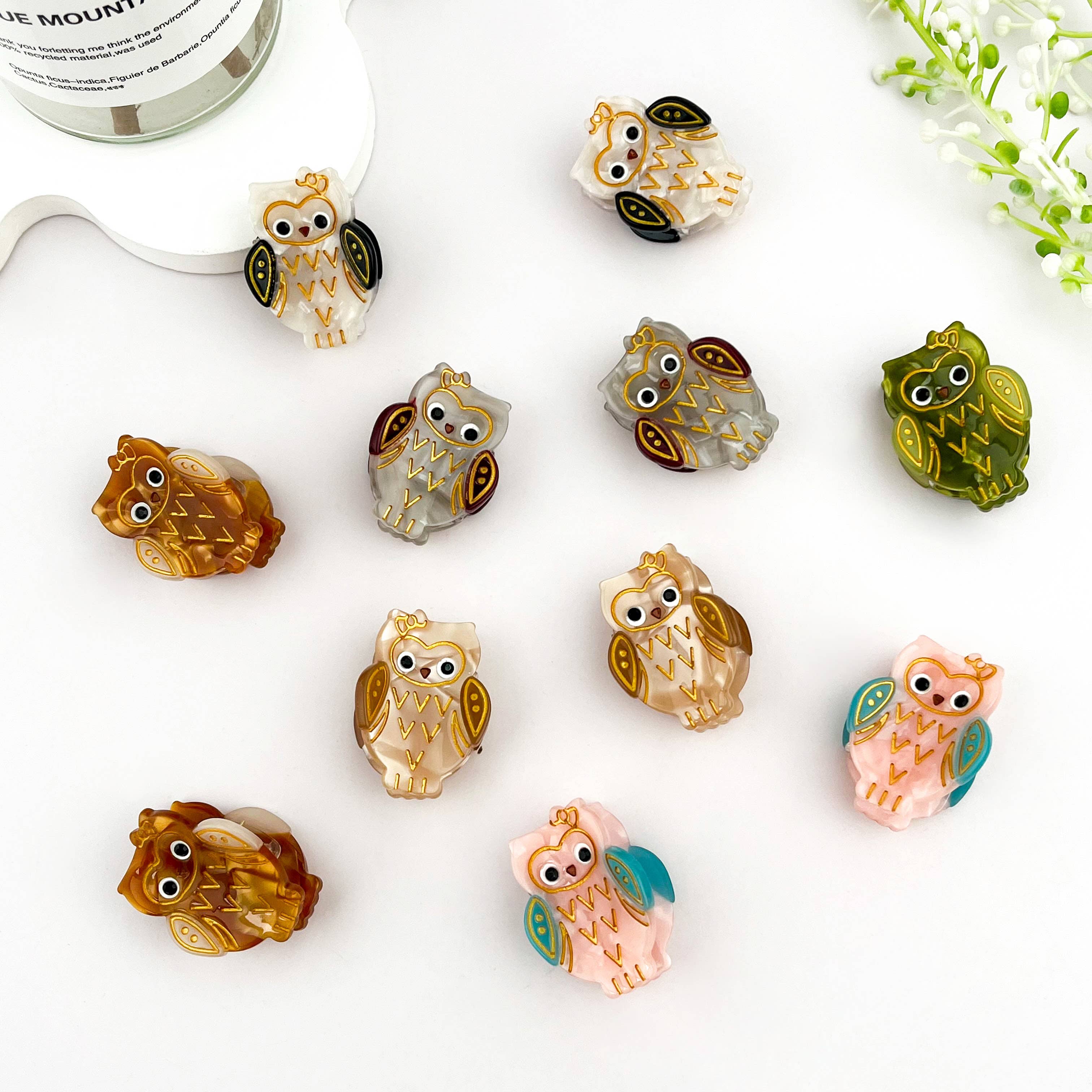 White Mini owl Hair Clip