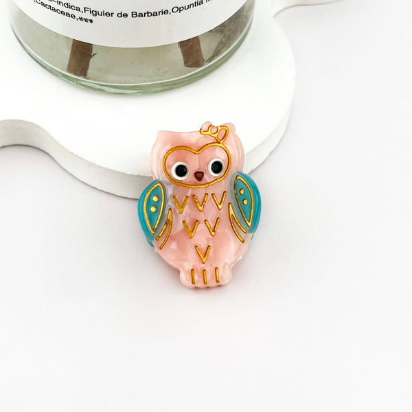 Pink Mini Owl Hair Claw