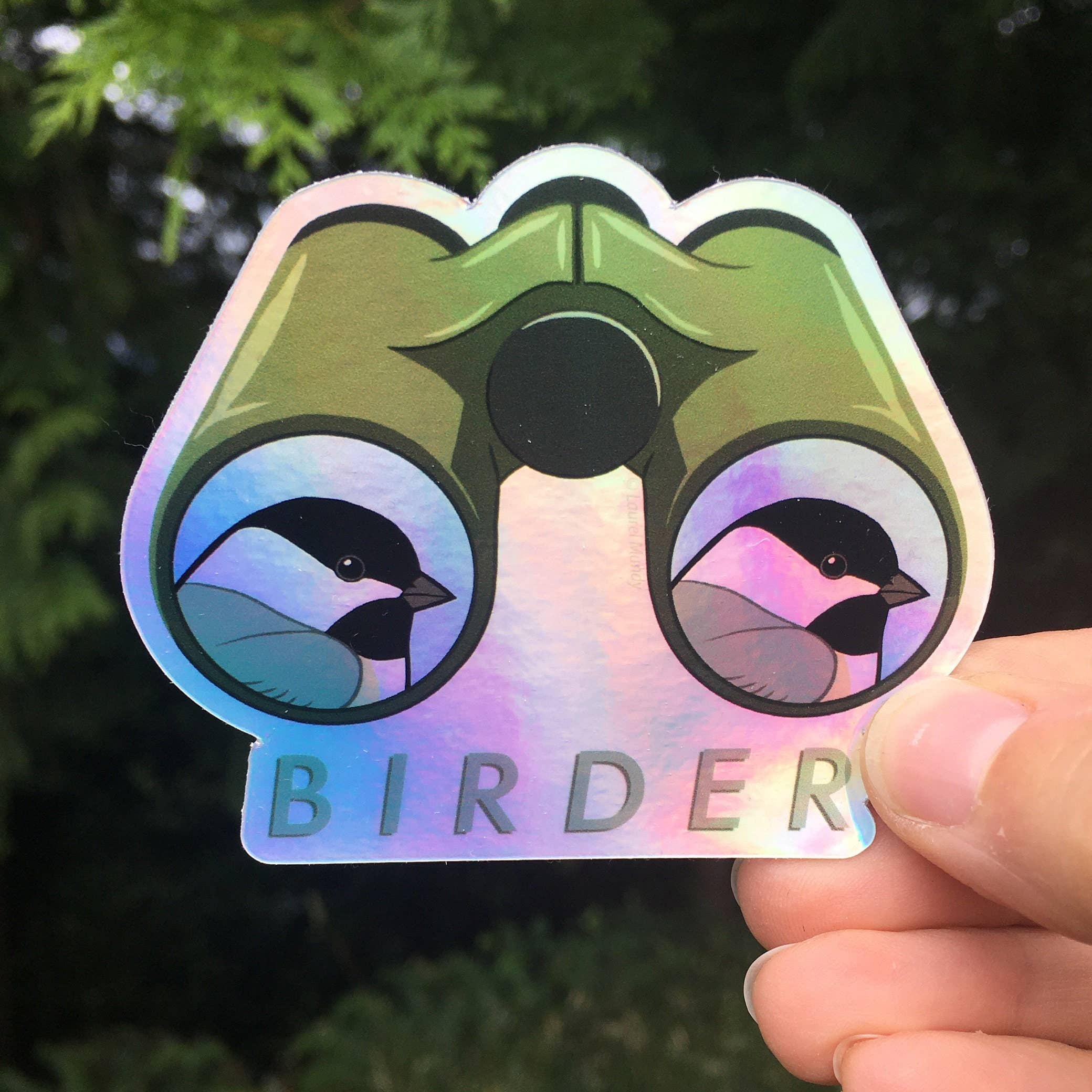Birder 3"x2.5" Holographic Vinyl Sticker
