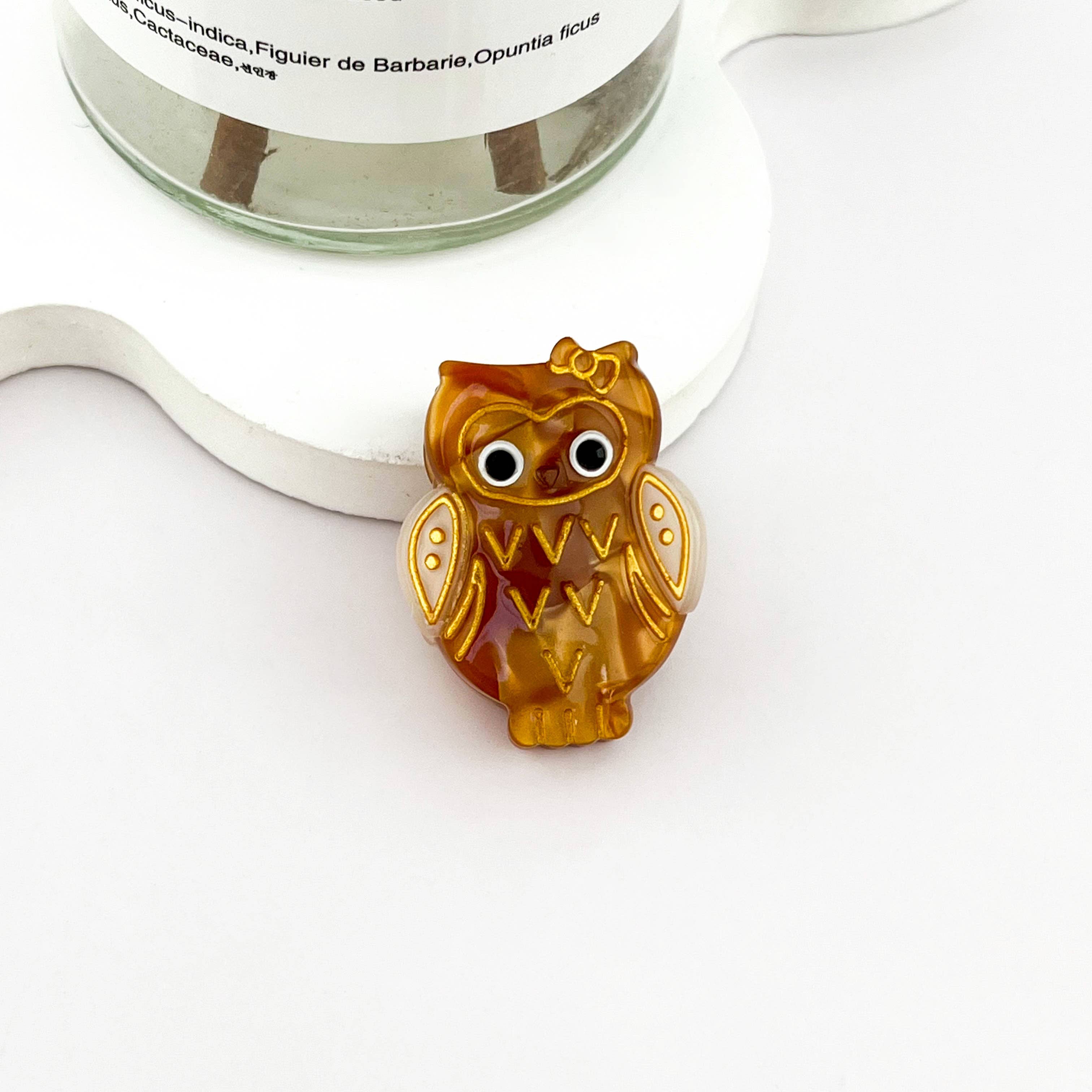 Light Grey Mini Owl Hair Clip