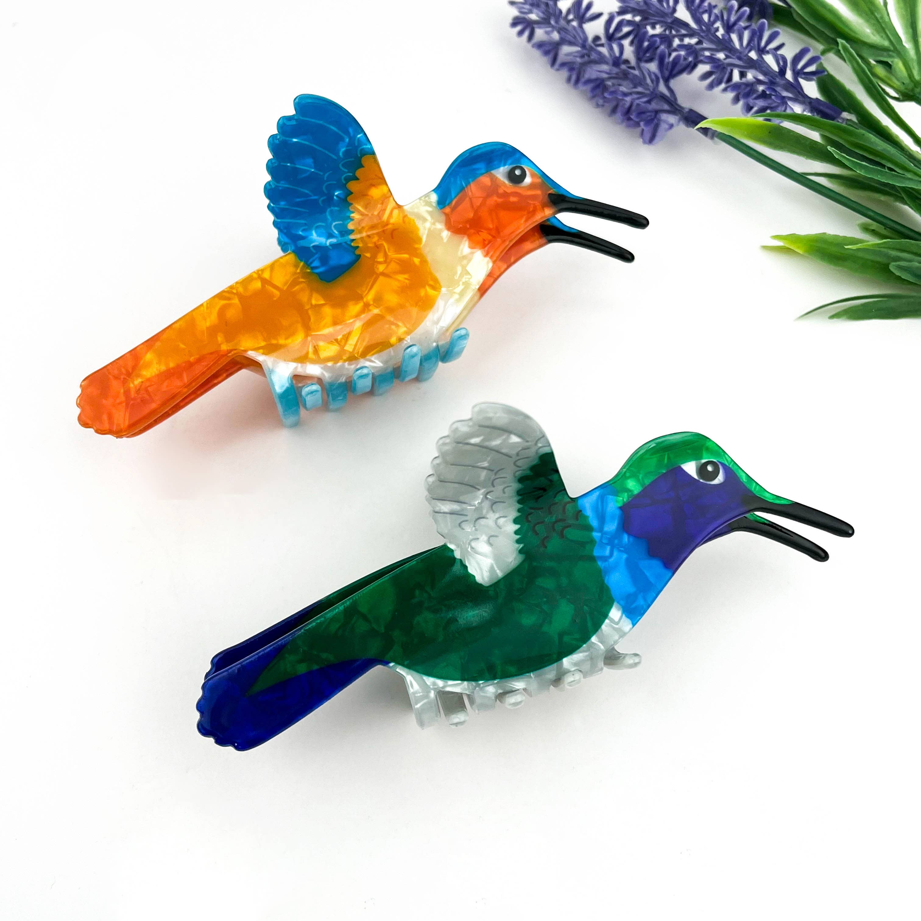 Blue Hummingbird Hair Claw