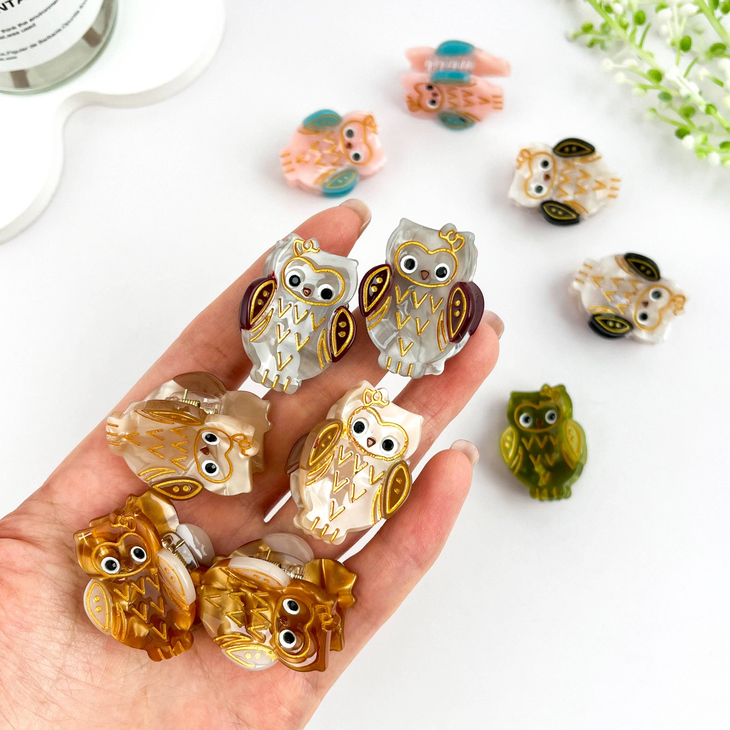 Pink Mini Owl Hair Claw