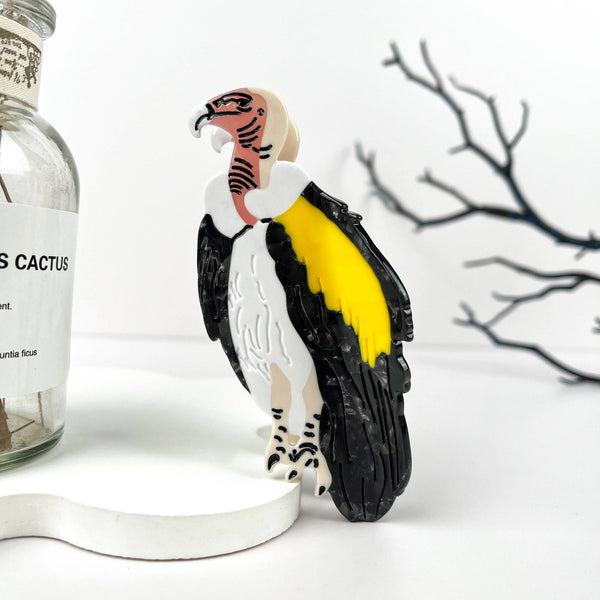Vulture Acetate Animal Hair Claw Clip: Black