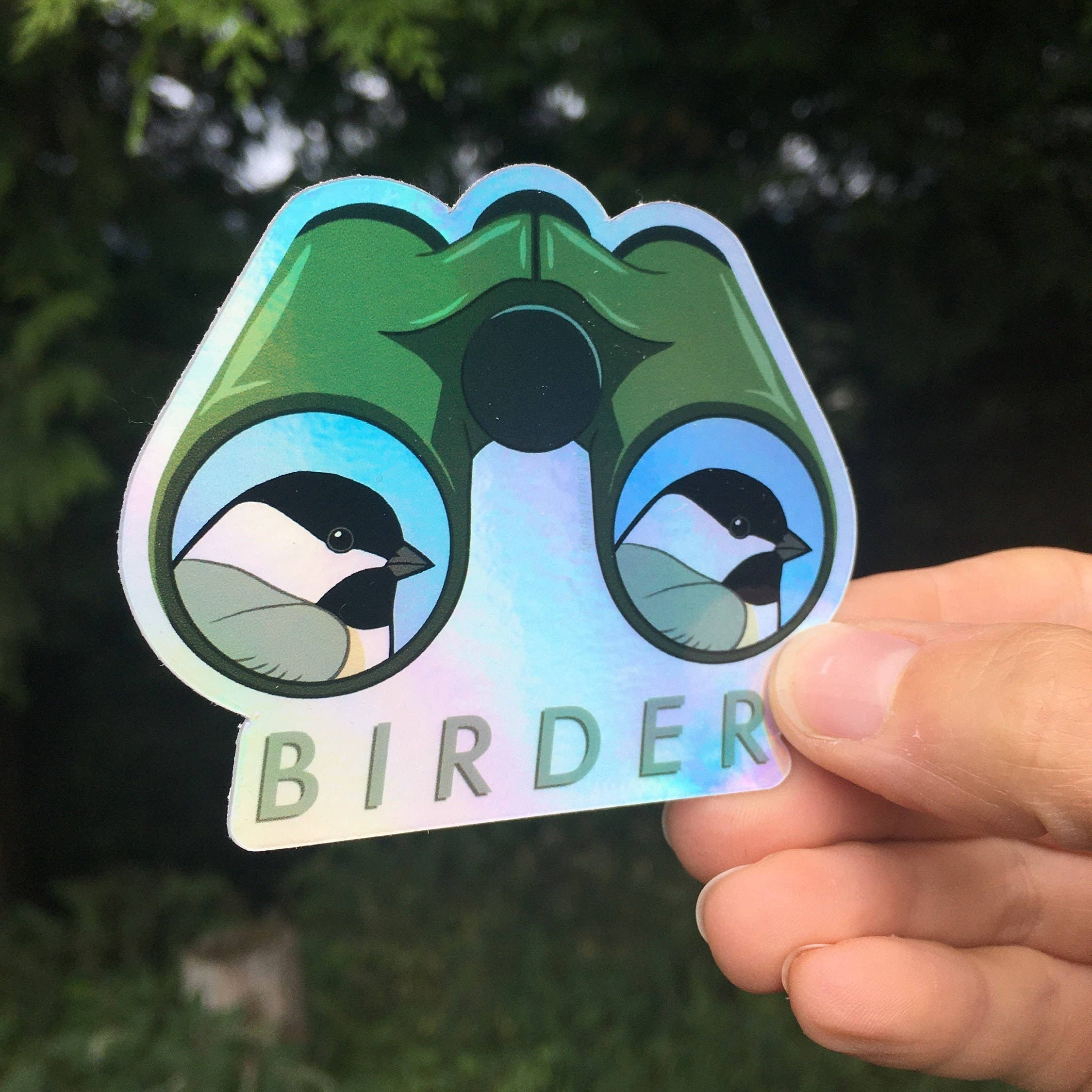 Birder 3"x2.5" Holographic Vinyl Sticker