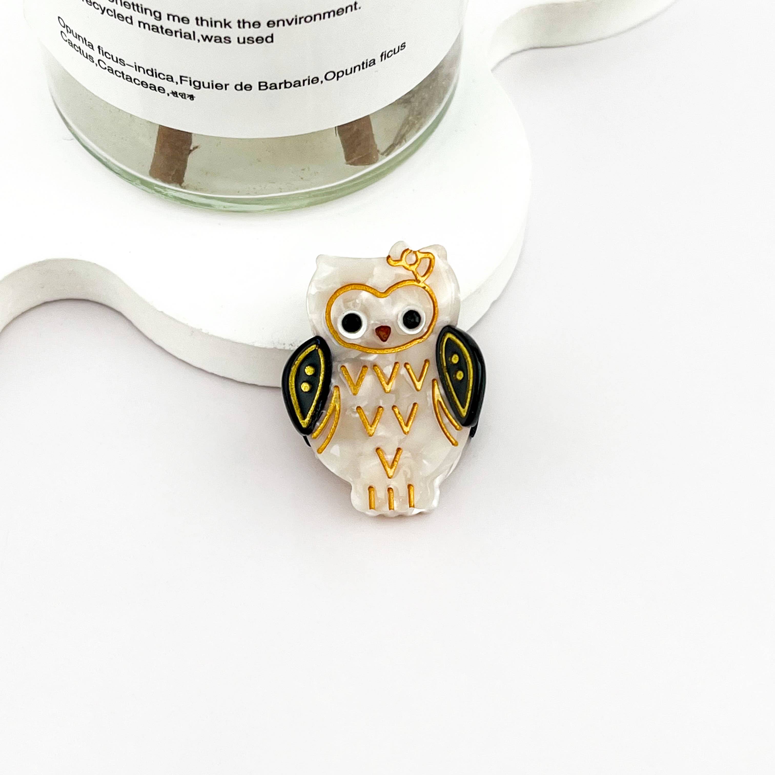 White Mini owl Hair Clip