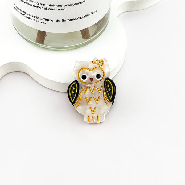 White Mini owl Hair Clip
