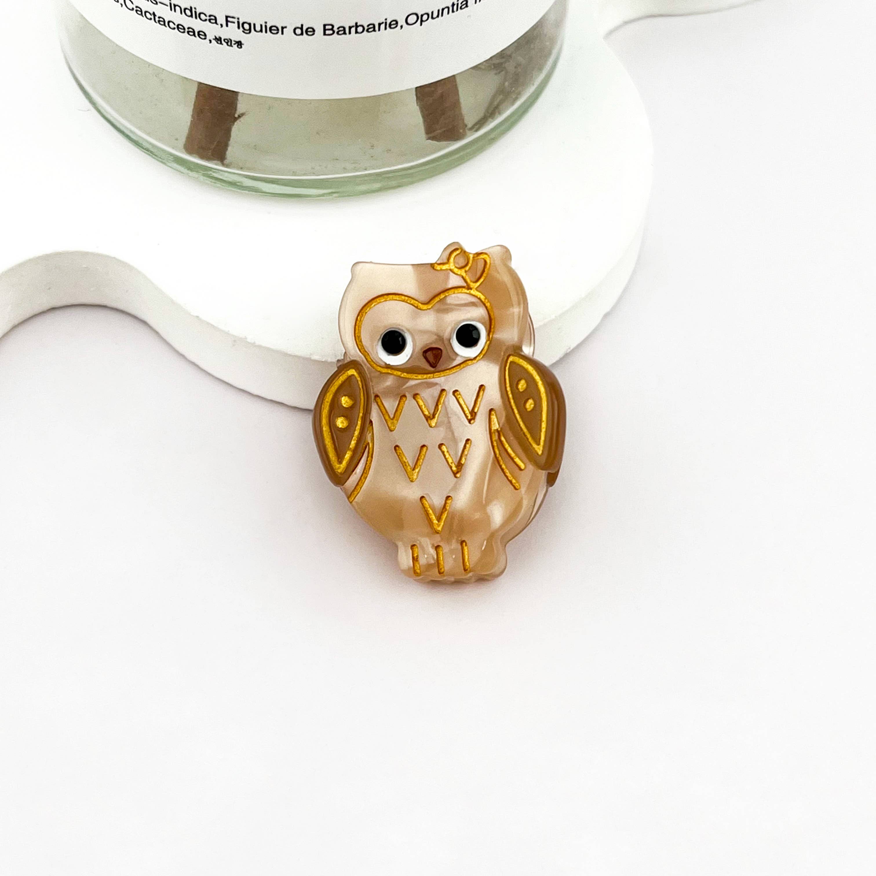 White Mini owl Hair Clip
