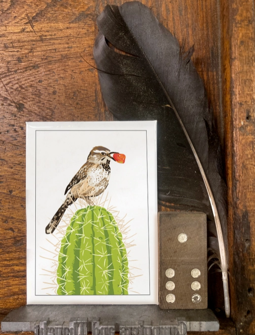 Cactus Wren with Fruit Magnet