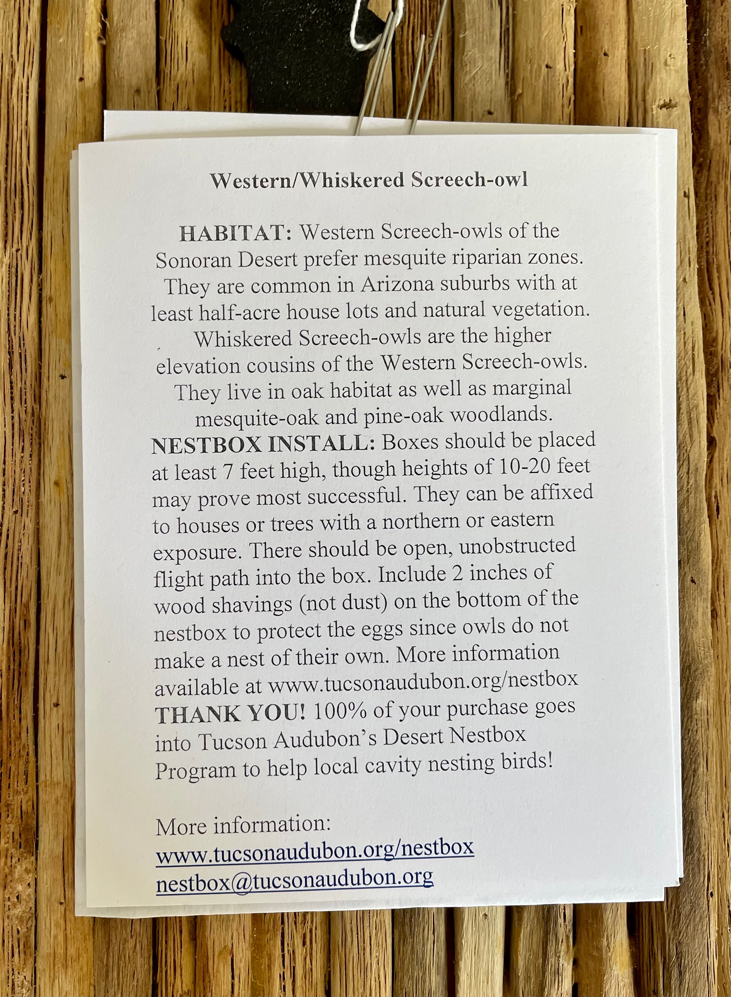 Screech-owl/ Kestrel  Nestbox (Created by Fred Dardis) - Fundraiser